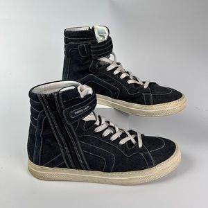 PIERRE HARDY MEN'S DARK BLUE DENIM GABARDINE HIGH TOP SNEAKERS SIZE EU 44 US 11